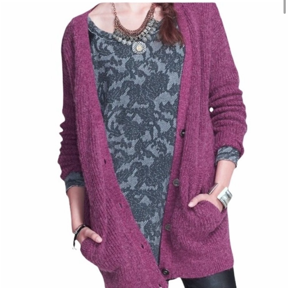Free People Oversized Cloudy Day Fuzzy Long Cardigan